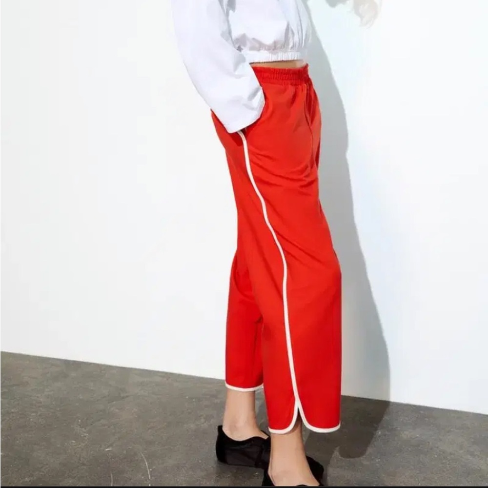 Zara Red And White Striped Pants
